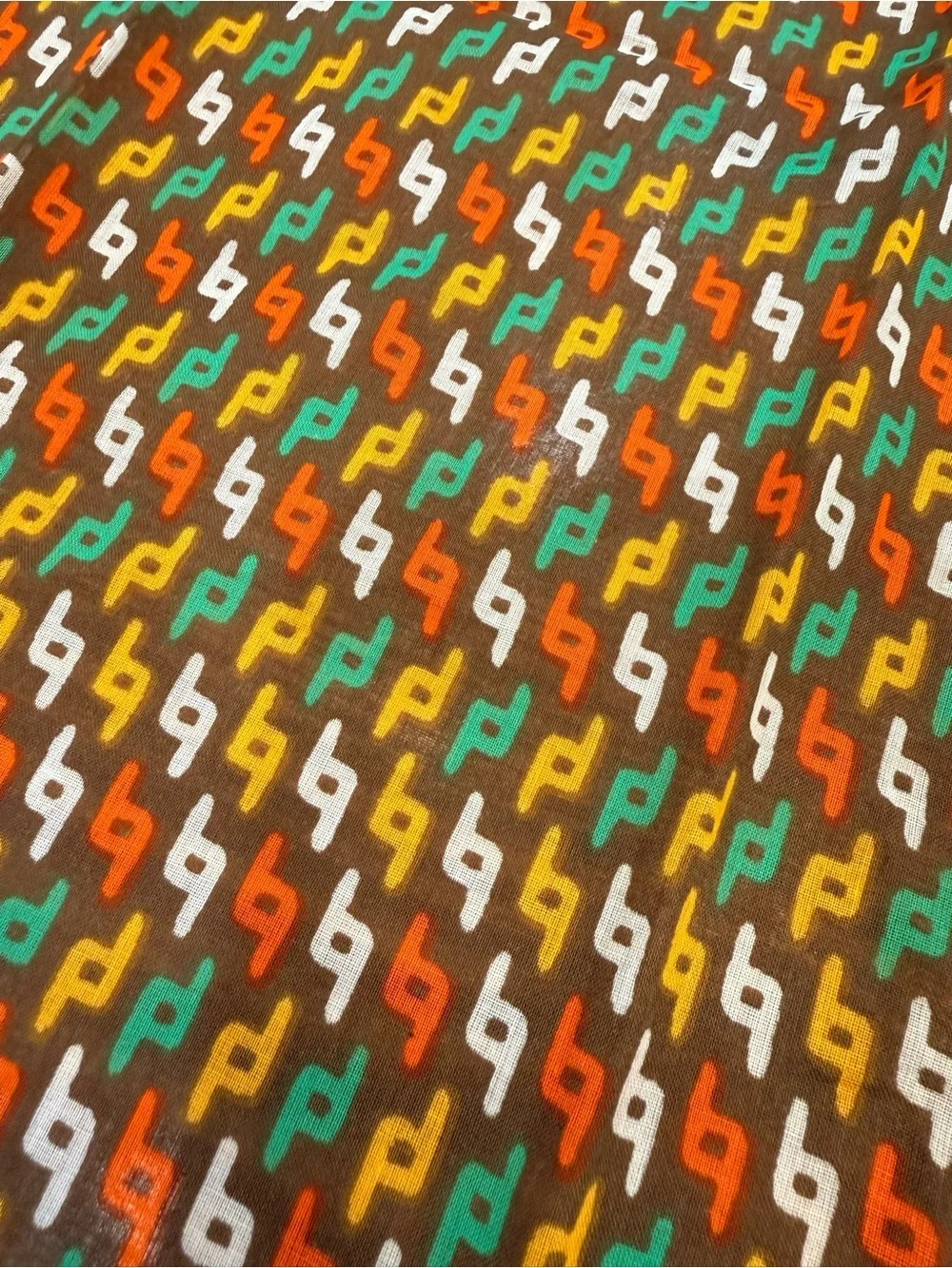Vintage Christian Dior Multicolor Logo Scarf/pocket square - Brown Base
